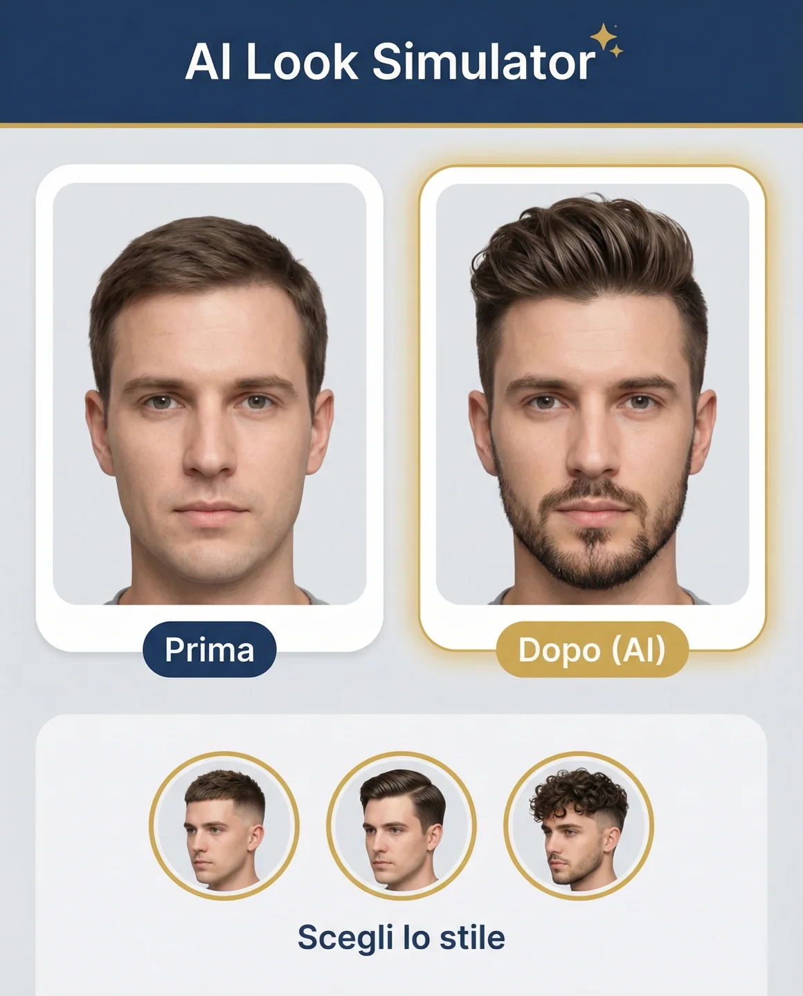 AI Look Simulator - Trasformazione maschile