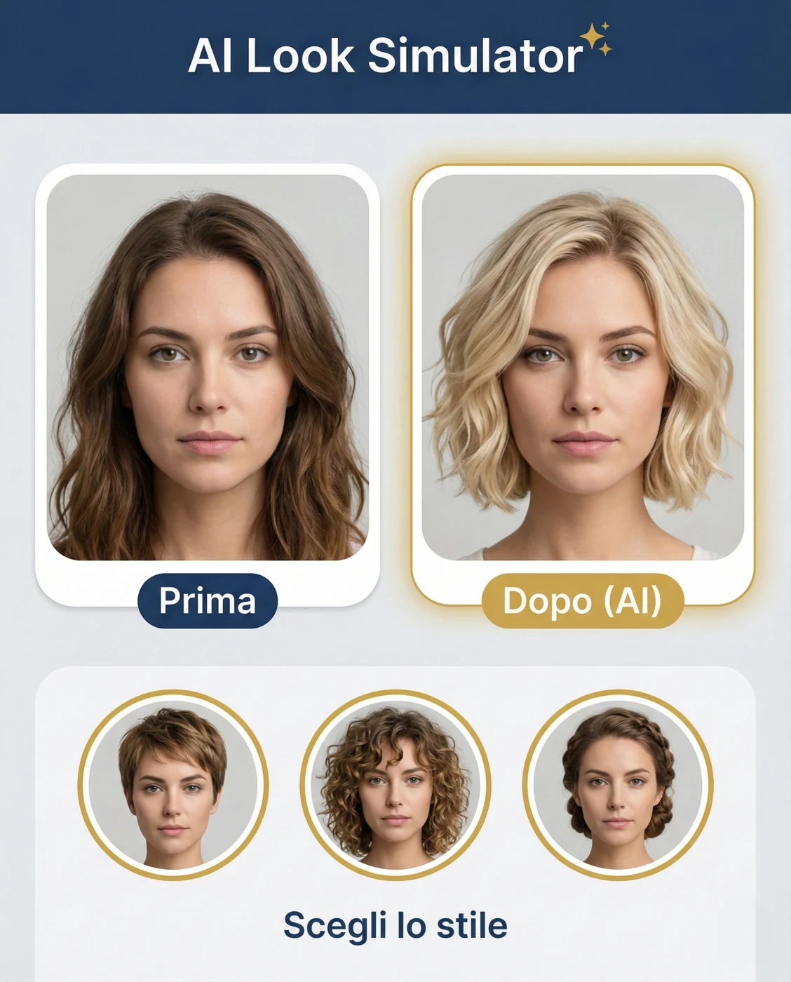 Look Simulator: esempio femminile prima e dopo