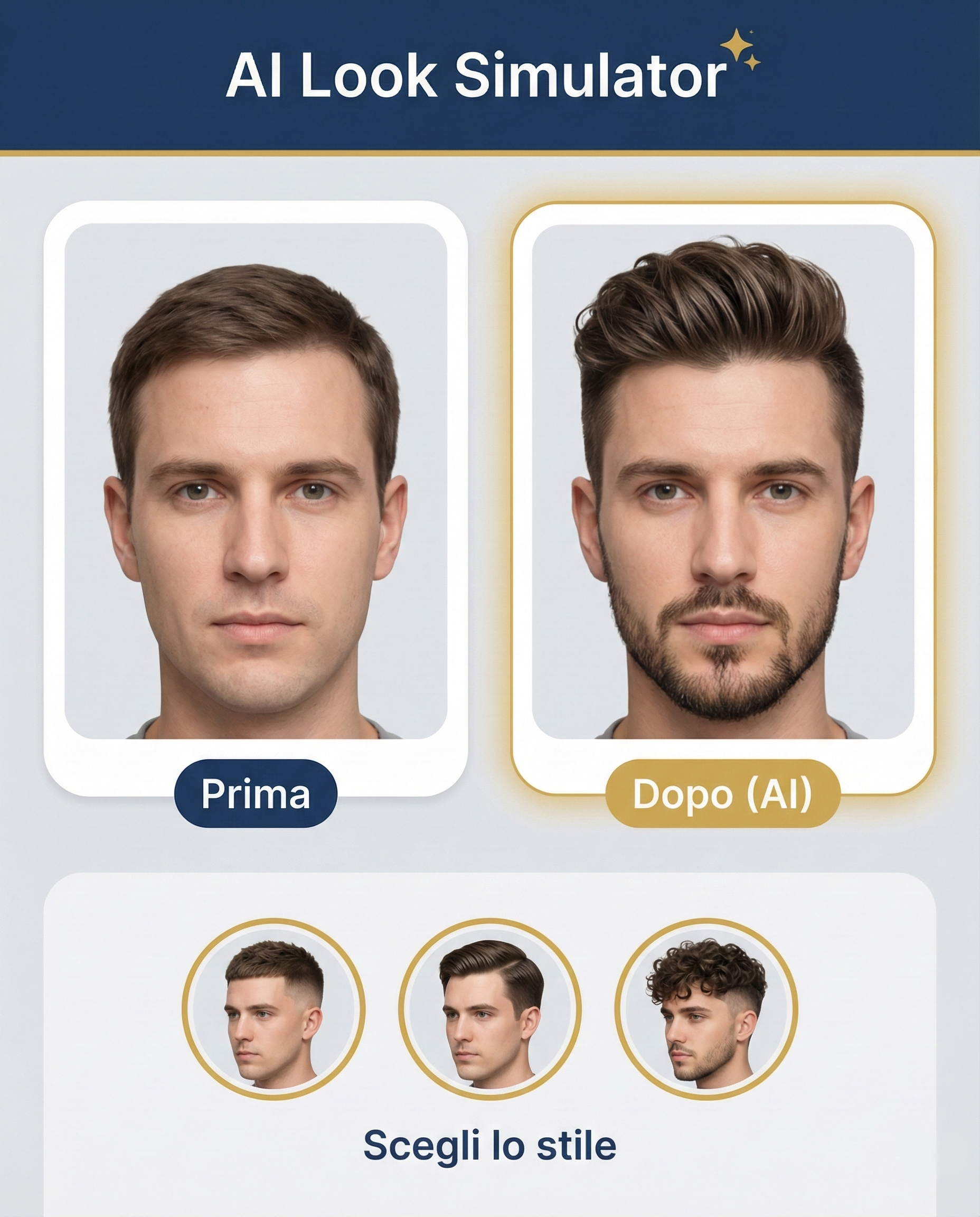 AI Look Simulator - Trasformazione maschile